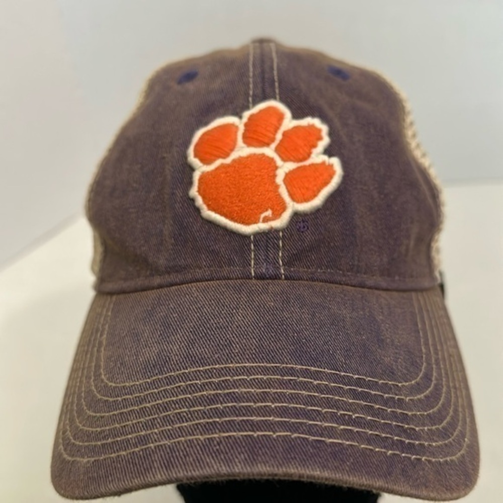 CLEMSON TIGERS OFA OLD FAVORITE ADJUSTABLE TRUCKER HAT LEGACY ORANGE AND PURPLE